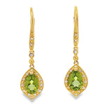 1.88ct Peridot Diamond Dangle Earrings 10KT Yellow Gold