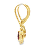 1.05ct Garnet Diamond Dangle Earrings 10KT Yellow Gold