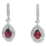 1.06ct Garnet Diamond Dangle Earrings 10KT White Gold