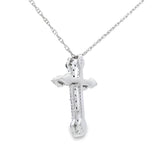 .16ct Diamond Cross Religious Pendant 14KT White Gold