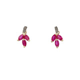 .58ct Ruby Diamond Earrings 10KT Yellow Gold