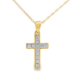 .12ct Diamond Cross Religious Pendant 14KT Yellow Gold