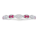 .25ct Ruby Diamond stackable band set 14KT White Gold