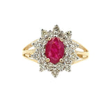 1.65ct Ruby Diamond Ring 14KT Yellow Gold