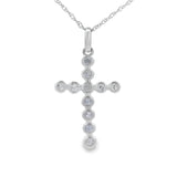 .09ct Diamond Cross Religious Pendant 14KT White Gold