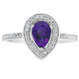 .42ct Amethyst Diamond Ring 10KT White Gold