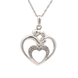 .10ct Diamond Heart Love Pendant Sterling Silver