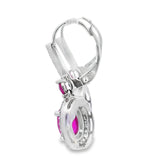 3.50ct Ruby Diamond Dangle Earrings 10KT White Gold