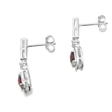 1.20ct Garnet Diamond Dangle Earrings 10KT White Gold