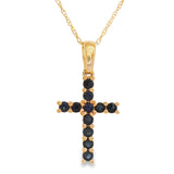 .29ct Sapphire Cross Religious Pendant 14KT Yellow Gold