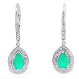Chalcedony Diamond Dangle Earrings 10KT White Gold