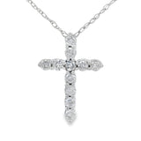 .19ct Diamond Cross Religious Pendant 14KT White Gold