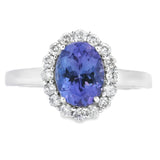 1.55ct Tanzanite Diamond Ring 14KT White Gold