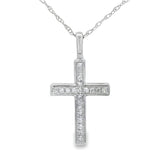 .08ct Diamond Cross Religious Pendant 14KT White Gold