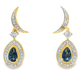 London Blue Topaz Dangle Earrings 10KT Yellow Gold