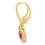 1.28ct Ruby Diamond Dangle Earrings 10KT Yellow Gold