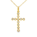 .09ct Diamond Cross Religious Pendant 14KT Yellow Gold