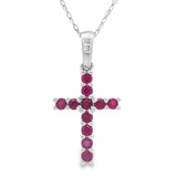 .29ct Ruby Cross Religious Pendant 14KT White Gold