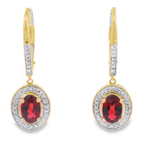 1.41ct Garnet Diamond Dangle Earrings 10KT Yellow Gold