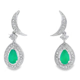 Chalcedony Diamond Dangle Earrings 10KT White Gold