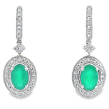 Chalcedony Diamond Dangle Earrings 10KT White Gold