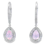 Rose Quartz Diamond Dangle Earrings 10KT White Gold