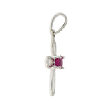 .22ct Ruby Cross Religious Pendant 10KT White Gold