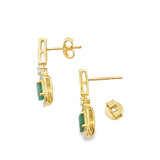 .95ct Emerald Diamond Dangle Earrings 10KT Yellow Gold