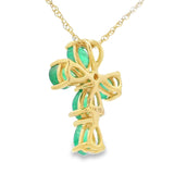 .52ct Emerald Cross Religious Pendant 10KT Yellow Gold
