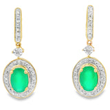 Chalcedony Diamond Dangle Earrings 10KT Yellow Gold