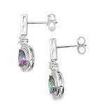 Mystic Fire Topaz Dangle Earrings 10KT White Gold