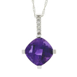 Amethyst Diamond Fashion Pendants 10KT White Gold