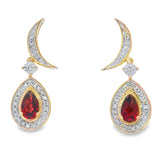 .62ct Garnet Diamond Dangle Earrings 10KT Yellow Gold