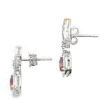 .62ct Garnet Diamond Dangle Earrings 10KT White Gold