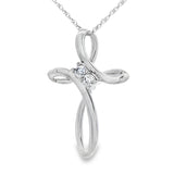 .04ct Diamond Cross Religious Pendant 14KT White Gold