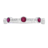 .46ct Ruby Diamond stackable band set 14KT White Gold