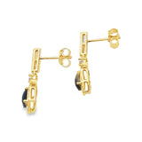.84ct Onyx Diamond Dangle Earrings 10KT Yellow Gold