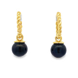 Pearl Hoop Earrings 14KT Yellow Gold