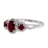 1.04ct Ruby Diamond 3 Stone Ring 14KT White Gold