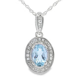 Aquamarine Diamond Fashion Pendants 10KT White Gold