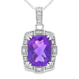 Amethyst Diamond Fashion Pendants 10KT White Gold