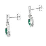 Chalcedony Diamond Dangle Earrings 10KT White Gold