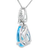 Blue Topaz Diamond Fashion Pendants 10KT White Gold