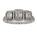 1.00ct Diamond 3 Stone Ring 14KT White Gold