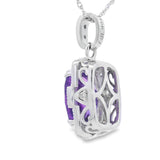 Amethyst Diamond Fashion Pendants 10KT White Gold