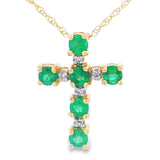 .26ct Emerald Cross Religious Pendant 10KT Yellow Gold