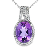 Amethyst Diamond Fashion Pendants 10KT White Gold