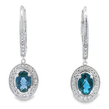 .89ct London Blue Topaz Dangle Earrings 10KT White Gold