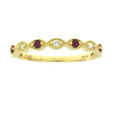 .15ct Ruby Diamond Wedding Band Ring 14KT Yellow Gold