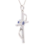 .50ct Tanzanite Cross Religious Pendant Sterling Silver